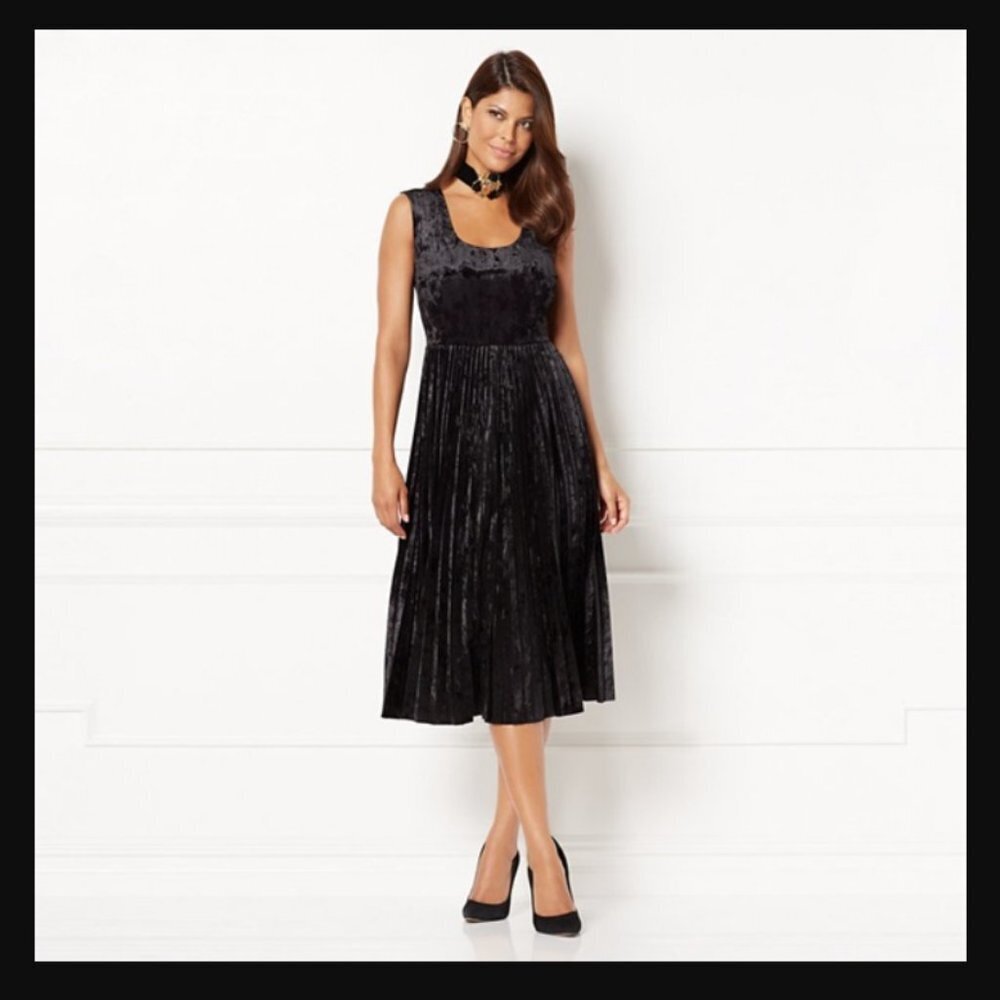 Pleated Crushed Velvet Dress